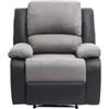 LOUNGITUDE UsineStreet - Poltrona relax in microfibra, 1 posto, colore: Grigio/Nero