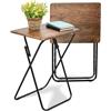 FurnitureR Set di 2 tavolini pieghevoli in MDF e metallo di alta qualità, adatti per divano, comodino, tavolo per piante di balcone, vintage marrone