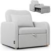 Nalui -Divano letto 1 posto 3 in 1 Buddy 92x97x90cm con schienale regolabile 2 posizioni e cuscino. Divano letto singolo in lino, portata fino a 200 kg. Poltrona relax reclinabile con braccioli,