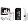 Braun Silk-Épil Beauty Kit 9 9-995 9-In-1 Wireless Depilazione Wet & Dry, Per La Pulizia Del Viso E Del Corpo, Bianco Rosa & Face Rasoio Viso Donna Elettrico Tocco Finale Per Baffetti