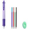 MROOFUL Penne Cancellabili 4 in 1, Penna a Sfera Multicolore 4 Colori, Penna a Sfera Retrattile 0,5 mm, Penne a Inchiostro Multicolore per Ufficio, Scuola, Studenti, Bambini, Regalo (Porpora Macaron)