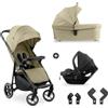 hauck Shop N Care - Set Trio, passeggino leggero (solo 8,5 kg), con carrozzina e seggiolino i-Size dalla nascita, vassoio per snack, portabicchieri e parapioggia, completamente reclinabile fino a 22
