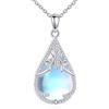 YAFEINI Collana con ciondolo a forma di goccia/cuore, con pietra di luna, in argento Sterling e filigrana, con ciondolo in filigrana, idea regalo per mamma, moglie, figlia, 22mm, Argento sterling