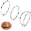 BodyBonita 3 Pezzi Piercing Naso Cerchio - Acciaio Chirurgico 316L 18G CZ Nostril Piercing Septum Daith Trago Helix Orecchino Cartilagine Elice Setto Rook Conch Piercing Naso Anello Argento 7mm