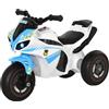 HOMCOM Moto Giocattolo a 3 Ruote per Bambini 18-36 Mesi, Motocicletta Cavalcabile Stile Polizia con Musica e Fari Senza Pedali in PP e Metallo Bianco e Azzurro