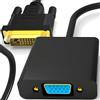 Retoo Convertitore DVI VGA 23,5 cm, DVI-D 24+1 a VGA, supporta 1920x1200, 1080p 60 Hz, adattatore VGA, DVI maschio e VGA femmina, digitale su analogico per PC, schede grafiche, gaming, laptop
