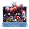 NOTODD PC Portatile Win 11 14 Pollici Notebook Celeron N5095 (2.9 GHz), Laptop 256GB SSD 1TB Estensioni丨Dual WIFI丨Ventola Raffreddamento Schermo丨1920 * 1200-Blu