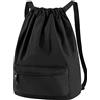 Comius Sharp Borsa con coulisse, Palestra Zaino Sacca Sportiva Impermeabile, Scuola, Viaggio (Black)