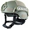 GEZICHTA MICH 2001 Action Version Casco tattico protettivo per softair, con supporto NVG e guide laterali, per paintball e giochi tattici, Verde militare.