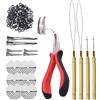 YANTAISIYU Set di strumenti di estensione dei capelli: pinze per l'estensione dei capelli, micro ago e micro anello in silicone (nero)