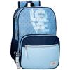 Pepe Jeans Joumma Bags - Zaino da scuola, blu e rosa, in poliestere, spallacci regolabili, per un comodo trasporto, vari scomparti, con portachiavi pompon, Denim, Taglia unica, Zaino 40