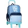 Pepe Jeans Joumma Bags - Zaino da scuola, blu e rosa, in poliestere, spallacci regolabili, per un comodo trasporto, vari scomparti, con portachiavi pompon, blu, Taglia unica, Zaino 40 + carrello