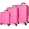 ROLL ROAD Cambogia Set di valigie rosa 55/65/75 cm rigido 11,1 kg Chiusura a combinazione laterale ABS 11,1 kg 190 L bagaglio a mano, Rosa, Taglia unica, Set di valigie