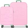 Disney Topolino Crazy Trip Set di valigie rosa 55/65 cm Rigido 5,65 kg Chiusura TSA ABS 5,65 kg 114,81 L estensibile bagaglio a mano, Rosa, Taglia unica, Set di valigie