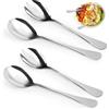 TDUNSYA 4 Pezzi Posate da Insalata, Set di Posate per Insalata in Acciaio Inossidabile, Cucchiaio da Insalata 20 cm, Cucchiaio da Insalata e Forchette da Insalata per Cucina Ristorante Festa (Argento)