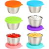 Hisdricus 6 pezzi da 40 ml di Mini Contenitore per Salse in acciaio inox, con contenitori piccoli per alimenti a prova di perdita, ideali per salse, lunch box e anche come piccoli contenitori per congelare