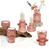 PAPU Set di 3 lanterne di vetro, 2-in-1 viola-rosa portacandele portacandele, portacandele bastone candela votiva per la decorazione soggiorno, tealight deco da tavolo di Natale, cena di nozze, festa lite