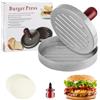 LiuHancsqd Pressa per Hamburger, Stampo per Hamburger, 12 cm Pressa Hamburger in Alluminio, Macchina per Hamburger Attrezzo BBQ Grill Cucina, mit 100 Carta Antiaderente, 1 Cacciavite