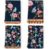 Arquiel Strofinacci Da Cucina Cotone Set Di 4, Panni Da Cucina In 100% Cotone Multiuso Morbidi E Assorbenti Strofinacci Canovaccio Cucina Strofinacci Da Bar(48 x 70CM, Fiori E Uccelli Retrò)