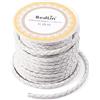 PH PandaHall PandaHall - Cordino in vero cuoio intrecciato, 5 m, 4 mm, colore bianco, rotondo, per fai da te, creazione di bracciali, collane e gioielli