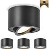 GeyouLux 4x Faretti LED Soffitto - Orientabile - Ø80x50mm Extra Piatto & Inclinabile a 38° - 5W 500LM 3000K - Con Modulo LED 230V Incluso - Alluminio - Faretto LED Interno, Lampada da Soffitto（Nero）