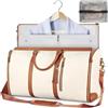 Stafeny Borsa da Viaggio Foldable, Borsa da Viaggio Garment Duffle Convertibile per Donne con Pouch per Scarpe, Capacità Elevata in Pelle PU Folding Carry On (bianco)