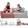 TIPICHOU Divano modulare per bambini - transformable in divanetto letto a 2 posti per bambino o bambina, area giochi, poltrona, materasso da pavimento, regalo bambini, Gioco infinite (Rosa/Verde)