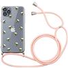 Yoedge Custodia per Apple iPhone 12 Mini Cover Trasparente con Cordino Regolabile 5,4, Ultra Sottile Morbido Silicone Leggero Soft TPU Bumper Shock Protettiva Case Stylish Pratico Cordino - Ape