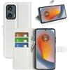 JIUNINE Cover per Motorola Moto Edge 50 Fusion, Custodia Portafoglio Libro in Pelle Sintetica Antiurto Cover Flip Case con [Carta Fessura] [Supporto Stand] [Fibbia Magnetica], Bianco