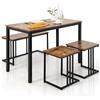 RELAX4LIFE Set Tavolo e Sedie da Cucina con Tavolo da P ranzo, Panca e 2 Sedie, 4 Posti, in Design Industriale gruppo sedute con Ripiano in MDF e Struttura in Metallo