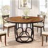 Tribesigns Tavolo da pranzo rotondo per 4 persone, 120 cm, rustico, con base in metallo, tavolo da cucina rotondo per cucina, soggiorno, sala da pranzo (marrone)