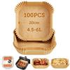 SMART-J Carta Forno Quadrata per Friggitrice ad Aria 16x16x4,5 cm - 100 Pezzi, Usa e Getta, Antiaderente, Resistente all'Olio e all'Acqua, Ideale per Air Fryer, Forno e Cottura (20 x 20 x 4,5 cm)