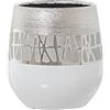 DRW Set di 2 vasi circolari in ceramica in argento e bianco, 13 x 14 cm