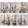 DRW Quadro su Tela con Barche a Vela Dipinto a Mano in Bianco. Marrone e Grigio 150 x 3 x 60 cm, Medidas: 150x3x60cm