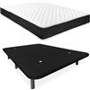 Homey Letto completo con materasso Sleep Pro reversibile + base imbottita extra rinforzata, acciaio legato, nero, 90 x 190 cm
