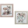 DRW Quadro su Tela con frullatori Dipinti a Mano in Bianco Verde 30 x 3 x 30 cm, Verdi, Rose e Blu, Medidas: 30x3x30cm