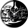 Instant Karma Clocks | Orologio da Parete Time for Wine in Vinile | Design Calici e Bottiglia | Arredo Cucina Sala Bar | Regalo Originale per Amanti del Vino