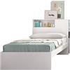 DEKIT GRUPO RIMOBEL Ten - Letto con spazio di archiviazione nella testiera e giroletto 90x190 - Bianco - 96 x 99 x 218,2 cm