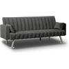 Nalui - Divano Letto 3 Posti Clic Clac 210x80x79cm One Lines con 2 Cuscini, Tessuto Vellutato e Piedi Metallo | Reclinazione Regolabile | Grigio