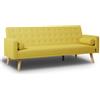 Nalui - Divano Letto 3 Posti Clic Clac 203x82x78cm One Dots con 2 Cuscini e Piedi Legno | Reclinazione Regolabile | Mostarda