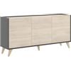 DEKIT GRUPO RIMOBEL DEKIT - Credenza a 3 ante colore grafite/naturale 75x155x43 cm - Modello NESS