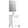 Baikal Neo, Melammina 16 mm Ceramica Specchio Mobili da Bagno con lavabo, Bianco, 60 cm