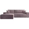 Selsey Divano ad angolo, divano letto, con spazio di archiviazione, funzione di sonno, facile da pulire, in poliuretano espanso a forma di L, a sinistra, colore: rosa