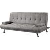 Somnia Descanso Divano Letto a 3 posti, Modello Cleo, Design Moderno, Pratico e Funzionale, con Cuscini Decorativi, Legno, Grigio Cemento, 188cm (Largo) x 88cm (Fondo) x 88cm (Alto)