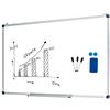 LIFEZEAL Lavagna Magnetica da Parete, Lavagna Magnetica per Calamite, Lavagna Bianca, con Ganci e Ripiano Rimovibile, Gomma, Penne e Particelle Magnetiche, Whiteboard per Ufficio e Scuola (90x60 cm)