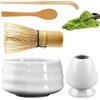 HOSPAOP Matcha, set di scope matcha, con frusta matcha, porta scopa, ciotola matcha, ciotola in ceramica, 2 cucchiaini, accessori giapponesi per la cerimonia matcha, set perfetto per la preparazione, bianco
