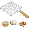KSJONE Acciaio inossidabile multifunzionale filo cottura a vapore raffreddamento e cottura Barbecue Rack quadrato filo torrefazione Rack/Papad Jali/Roti Grill forma rotonda con manico in legno