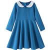 Generic Vestito da Principessa a Maniche Lunghe con Volant con Stampa Primavera-Estate per Bambine Tubino Scuro
