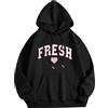 Generic Felpa con Cappuccio Fresh Love Sturniolo Felpa Leggera con Cappuccio Donna Uomo Stampa Letterg Top Letter Pile Cappuccio (Black, L)