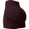 QOQ Pantaloncini da motociclista da allenamento da donna senza cuciture a vita alta controllo della pancia che dimagrisce atletica palestra yoga pantaloni, #1 Scrunch Berry, S